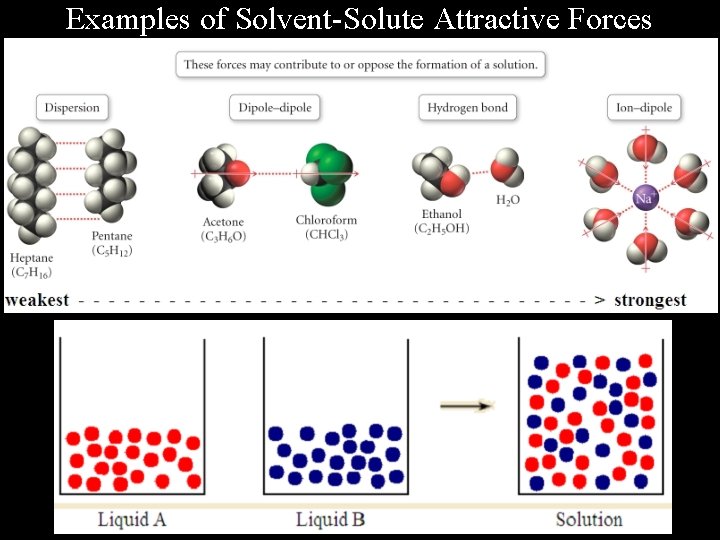 Examples of Solvent-Solute Attractive Forces 