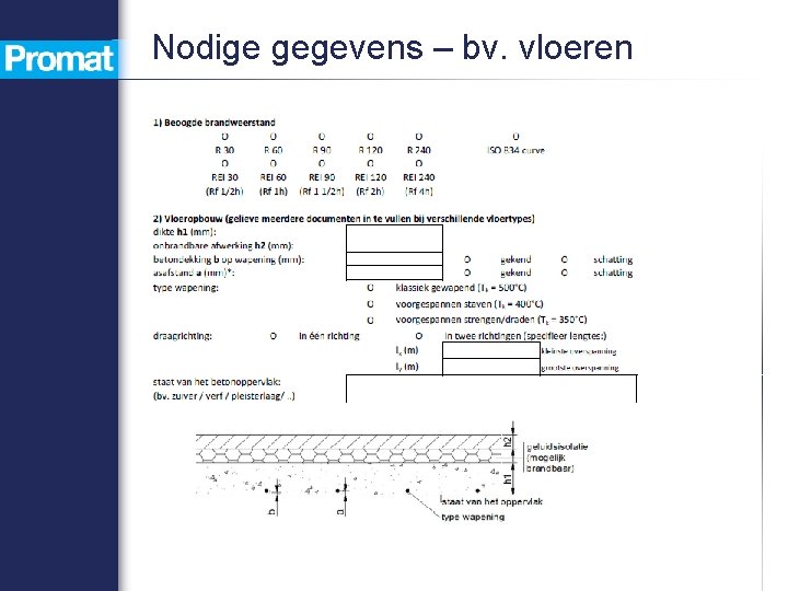 Nodige gegevens – bv. vloeren 