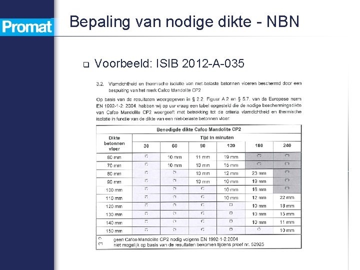 Bepaling van nodige dikte - NBN q Voorbeeld: ISIB 2012 -A-035 