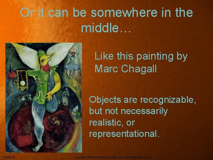 Or it can be somewhere in the middle… Like this painting by Marc Chagall