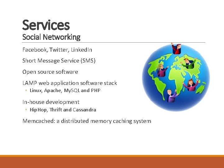 Services Social Networking Facebook, Twitter, Linked. In Short Message Service (SMS) Open source software