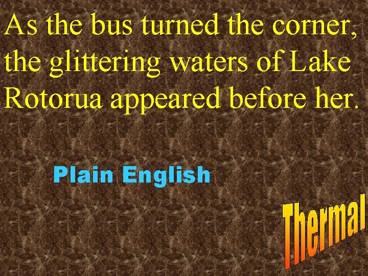 As the bus turned the corner, the glittering waters of Lake Rotorua appeared before