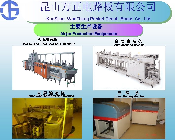 昆山万正电路板有限公司 Kun. Shan Wan. Zheng Printed Circuit Board Co. , Ltd. 主要生产设备 Major Production 昆山万正电路板有限公司 Kun. Shan Wan. Zheng Printed Circuit Board Co. , Ltd. 主要生产设备 Major Production