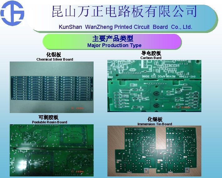 昆山万正电路板有限公司 Kun. Shan Wan. Zheng Printed Circuit Board Co. , Ltd. 主要产品类型 Major Production 昆山万正电路板有限公司 Kun. Shan Wan. Zheng Printed Circuit Board Co. , Ltd. 主要产品类型 Major Production