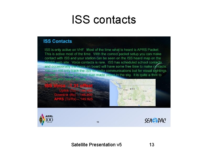 ISS contacts Satellite Presentation v 5 13 