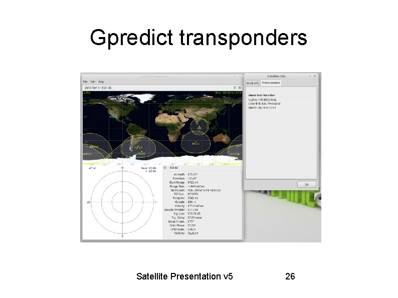 Gpredict transponders Satellite Presentation v 5 26 