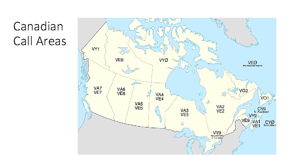 Canadian Call Areas 