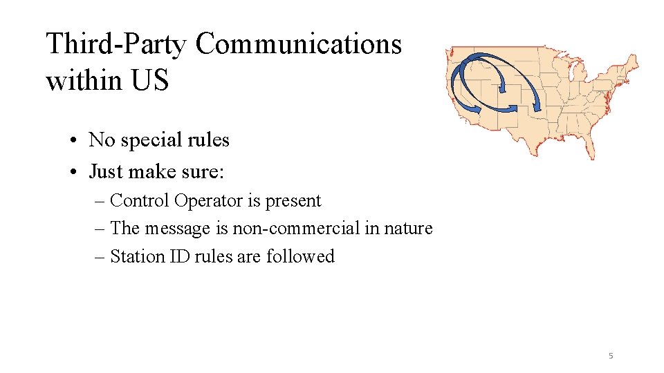 Third-Party Communications within US • No special rules • Just make sure: – Control