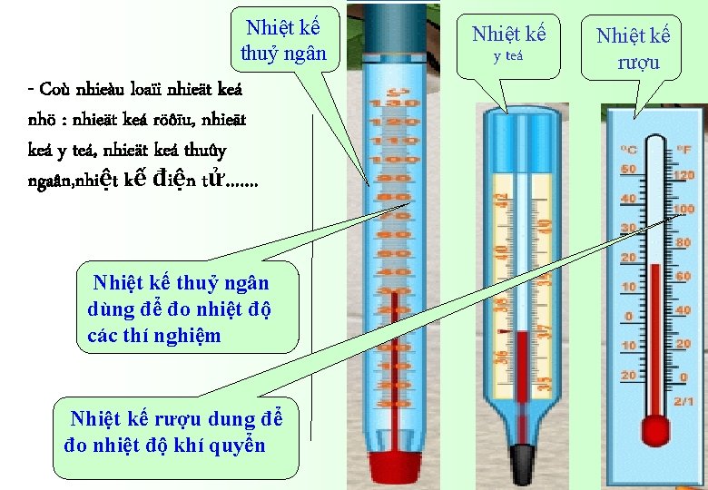 Nhiệt kế thuỷ ngân Nhiệt kế y teá Nhiệt kế rượu - Coù nhieàu