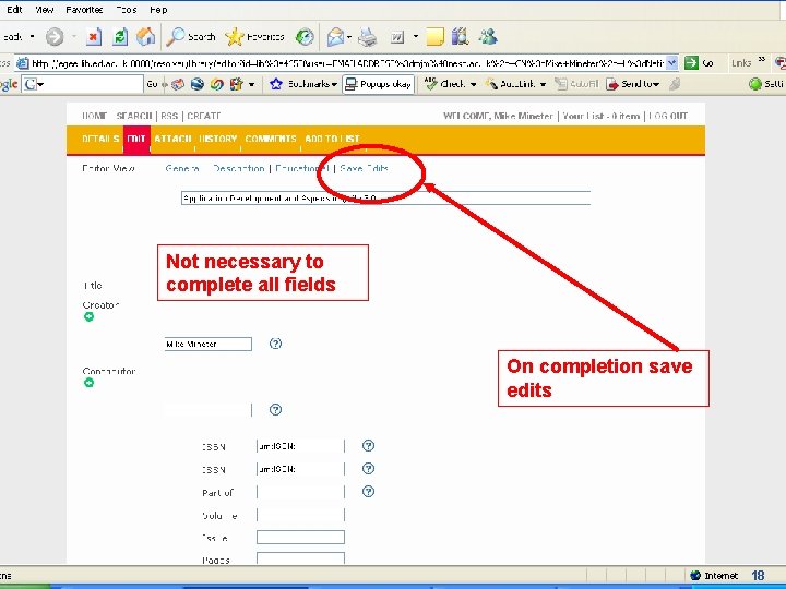 Enabling Grids for E-scienc. E Not necessary to complete all fields On completion save Enabling Grids for E-scienc. E Not necessary to complete all fields On completion save