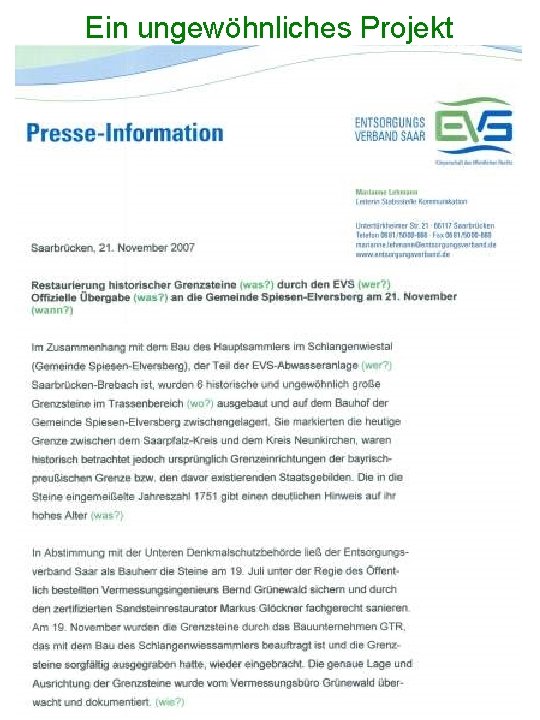 Ein ungewöhnliches Projekt 