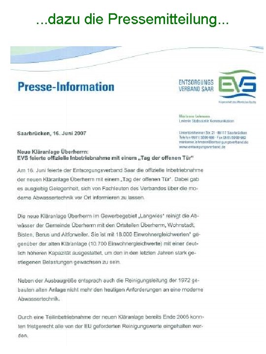 . . . dazu die Pressemitteilung. . . 