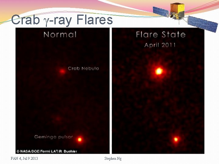 Crab -ray Flares FAN 4, Jul 9 2013 Stephen Ng 