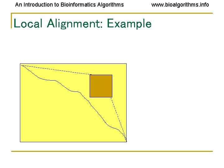 An Introduction to Bioinformatics Algorithms www. bioalgorithms. info Local Alignment: Example An Introduction to Bioinformatics Algorithms www. bioalgorithms. info Local Alignment: Example