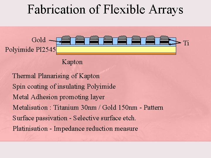Fabrication of Flexible Arrays Gold Polyimide PI 2545 Ti Kapton Thermal Planarising of Kapton