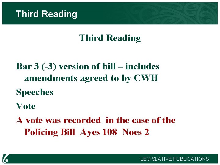 Third Reading Bar 3 (-3) version of bill – includes amendments agreed to by