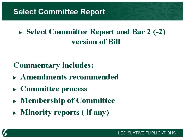 Select Committee Report and Bar 2 (-2) version of Bill Commentary includes: Amendments recommended