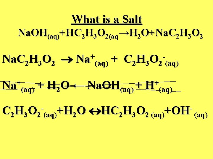 What is a Salt Na. OH(aq)+HC 2 H 3 O 2(aq→H 2 O+Na. C