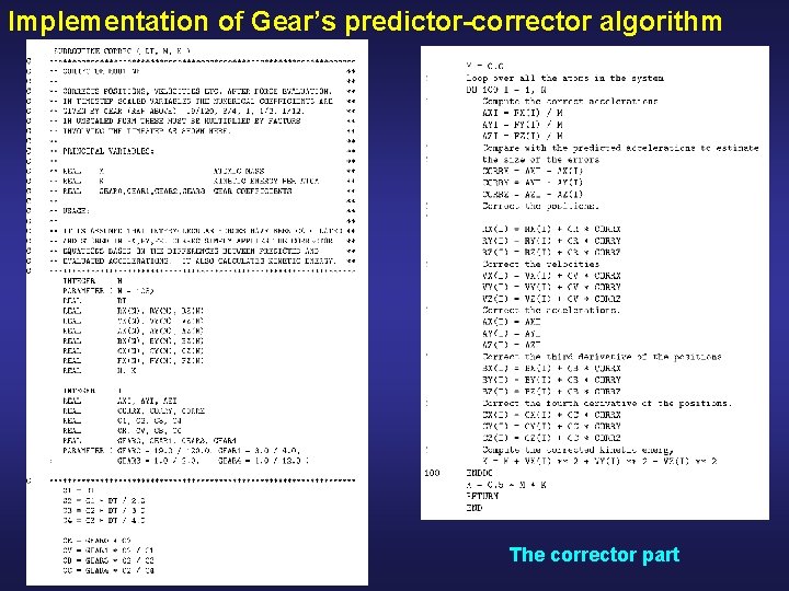 Implementation of Gear’s predictor-corrector algorithm The corrector part 