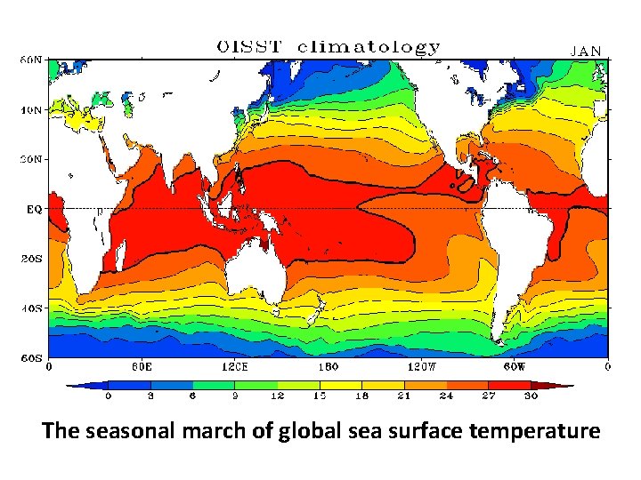 The seasonal march of global sea surface temperature 