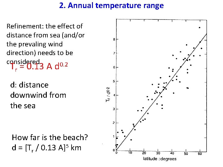2. Annual temperature range Refinement: the effect of distance from sea (and/or the prevaling