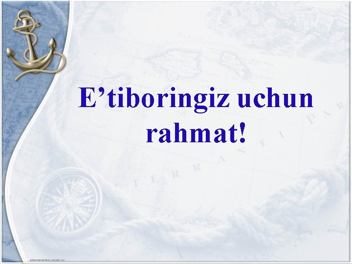 E’tiboringiz uchun rahmat! 