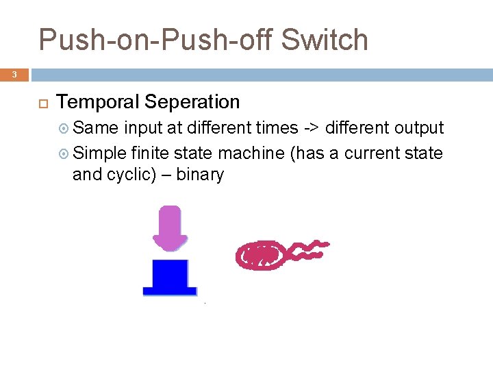 Push-on-Push-off Switch 3 Temporal Seperation Same input at different times -> different output Simple