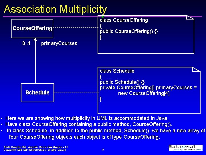 Association Multiplicity Course. Offering 0. . 4 class Course. Offering { public Course. Offering() Association Multiplicity Course. Offering 0. . 4 class Course. Offering { public Course. Offering()