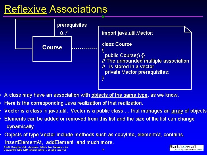 • • Reflexive Associations prerequisites 0. . * Course import java. util. Vector; • • Reflexive Associations prerequisites 0. . * Course import java. util. Vector;