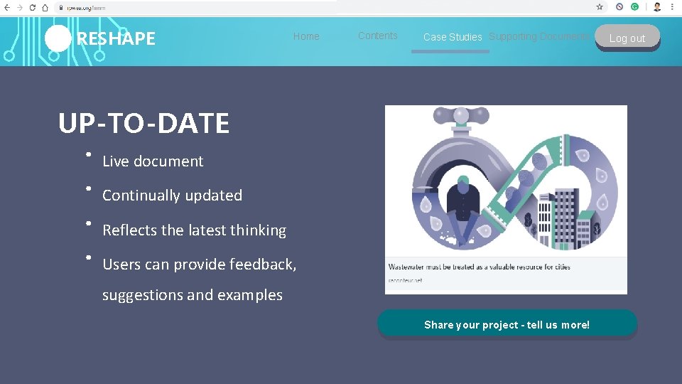 RESHAPE Home Contents Case Studies Supporting Documents UP-TO-DATE ∙ ∙ Live document Continually updated