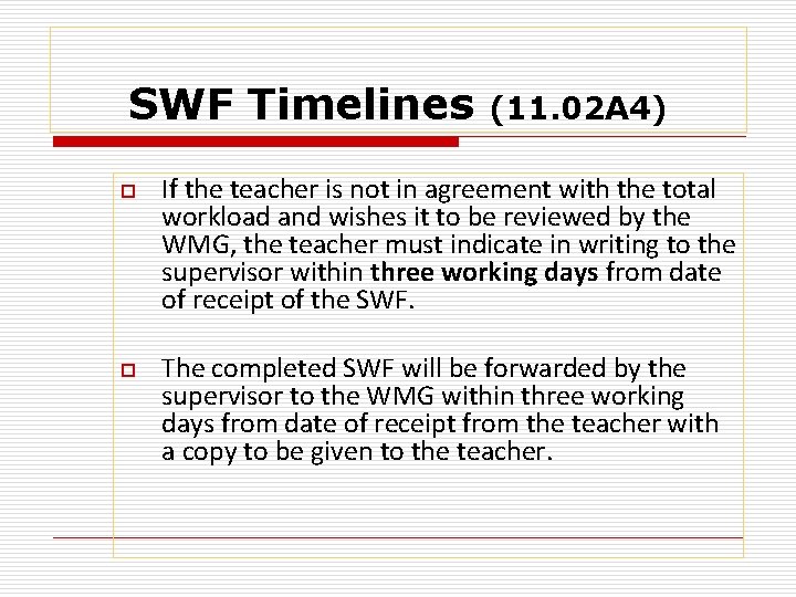 SWF Timelines o o (11. 02 A 4) If the teacher is not in
