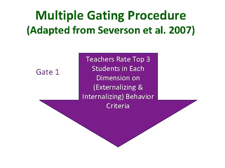 Multiple Gating Procedure (Adapted from Severson et al. 2007) Gate 1 Teachers Rate Top