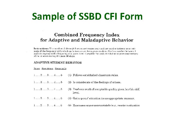 Sample of SSBD CFI Form 