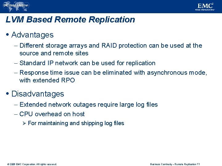 Business Continuity Remote Replication Module 4 4 2006