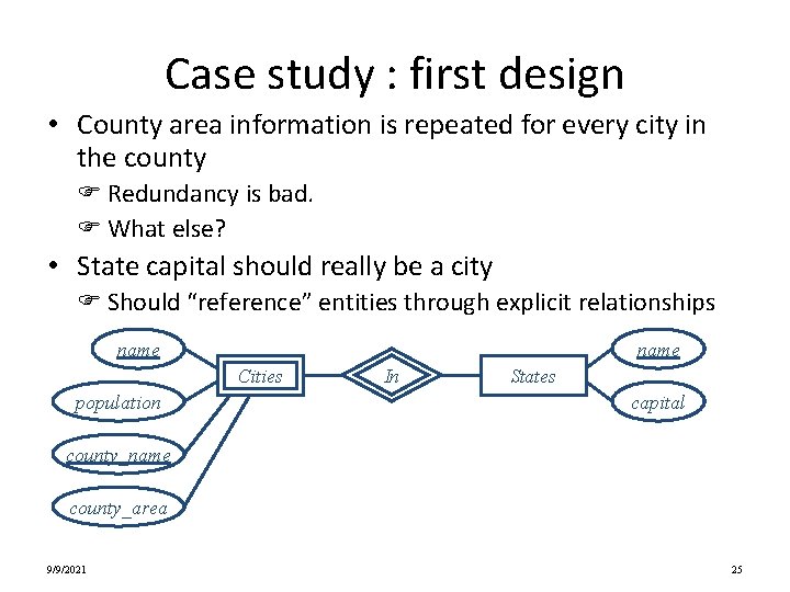 Case study : first design • County area information is repeated for every city