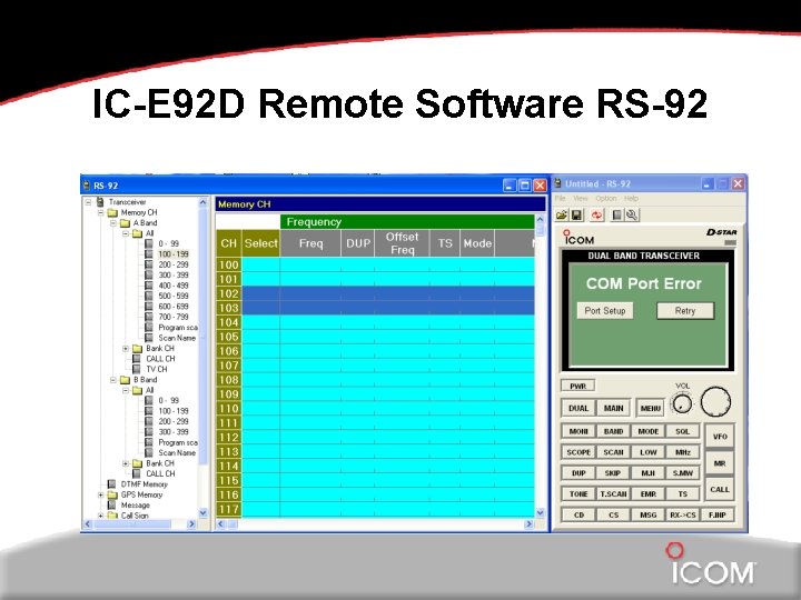 IC-E 92 D Remote Software RS-92 