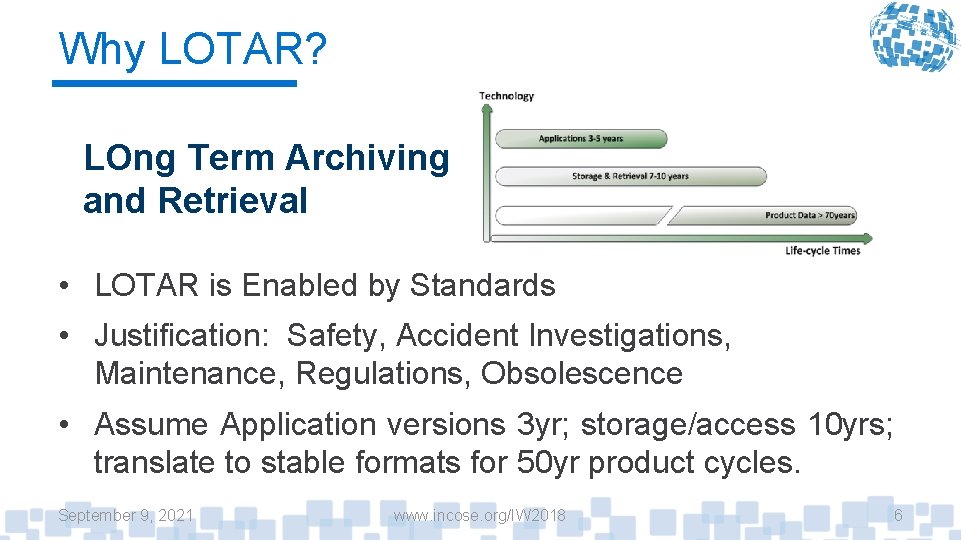 Why LOTAR? LOng Term Archiving and Retrieval • LOTAR is Enabled by Standards •