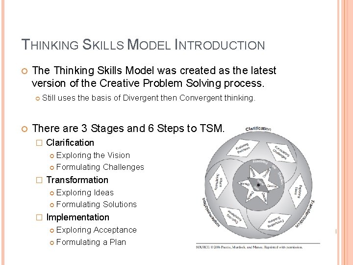 THINKING SKILLS MODEL INTRODUCTION The Thinking Skills Model was created as the latest version