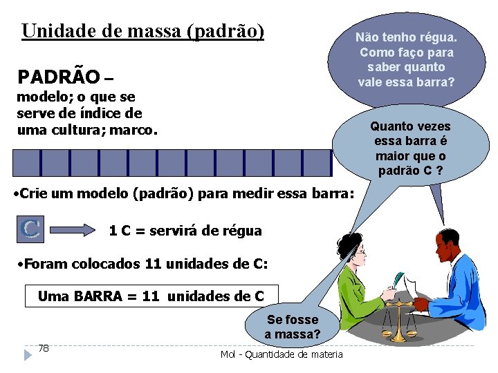 Unidade de massa (padrão) Não tenho régua. Como faço para saber quanto vale essa