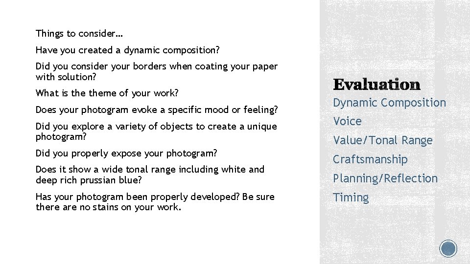 Things to consider… Have you created a dynamic composition? Did you consider your borders