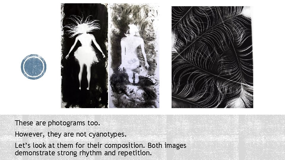 These are photograms too. However, they are not cyanotypes. Let’s look at them for