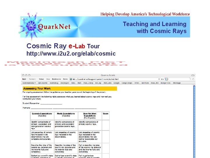 Teaching and Learning with Cosmic Rays Cosmic Ray e-Lab Tour http: //www. i 2