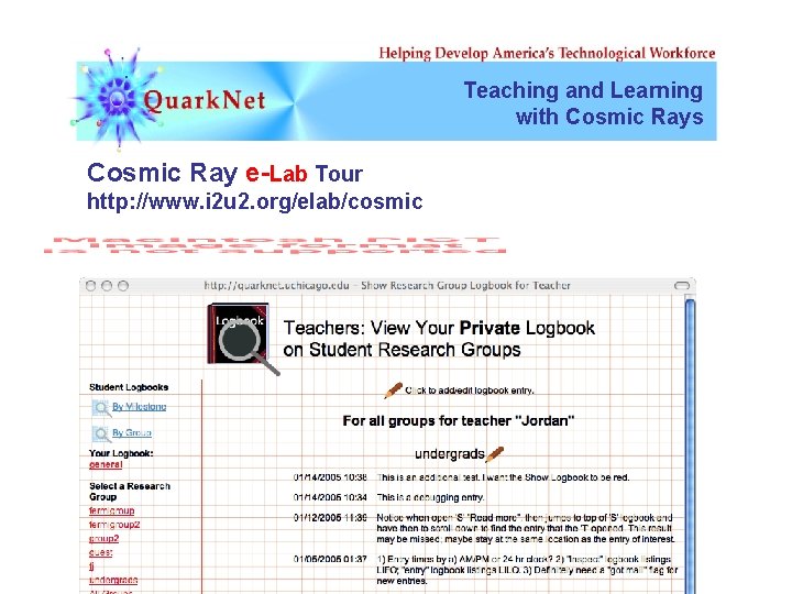Teaching and Learning with Cosmic Rays Cosmic Ray e-Lab Tour http: //www. i 2