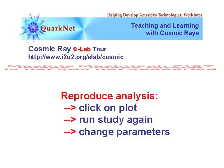 Teaching and Learning with Cosmic Rays Cosmic Ray e-Lab Tour http: //www. i 2