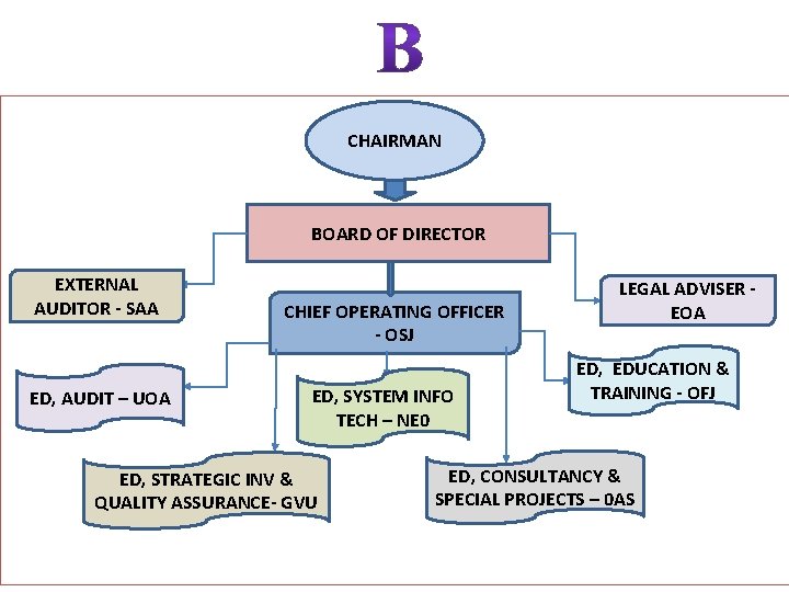 CHAIRMAN BOARD OF DIRECTOR EXTERNAL AUDITOR - SAA ED, AUDIT – UOA CHIEF OPERATING