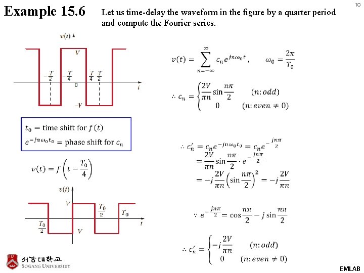 Example 15. 6 Let us time-delay the waveform in the figure by a quarter