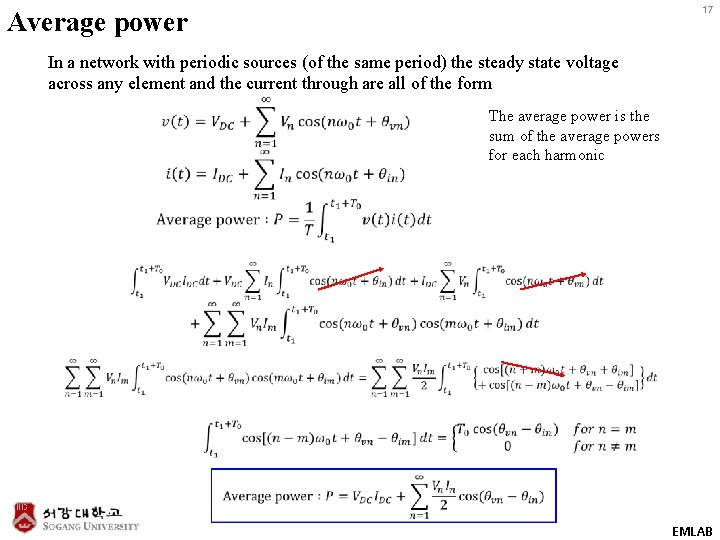 17 Average power In a network with periodic sources (of the same period) the