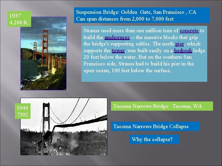 1937 4, 200 ft, Suspension Bridge: Golden Gate, San Francisco , CA Can span