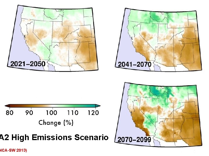 Statistically downscaled precipitation changes (%) for high emission scenario A 2 High Emissions Scenario