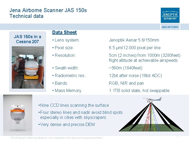 Jena Airborne Scanner JAS 150 s Technical data JAS 150 s in a Cessna
